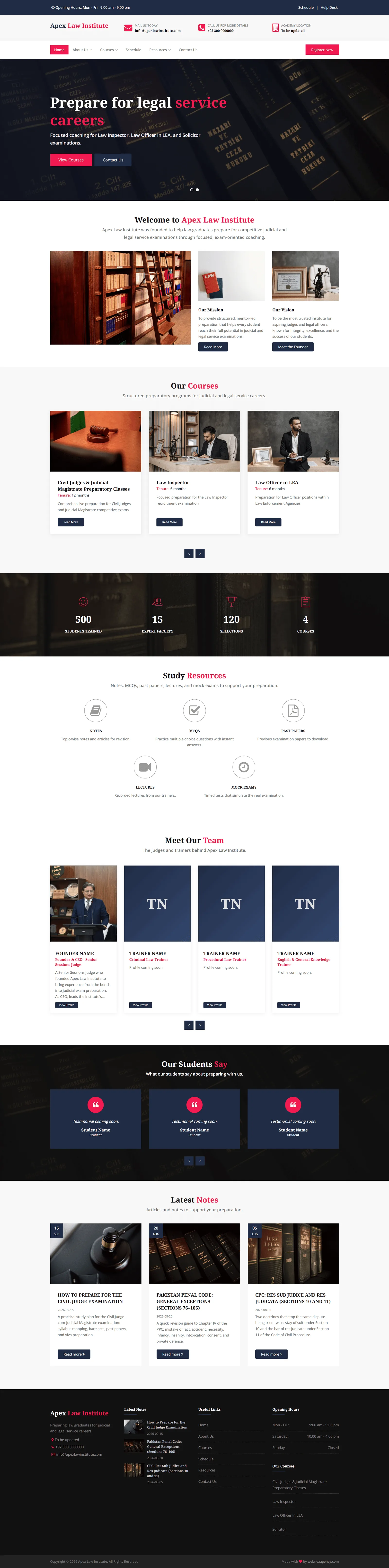 Apex law Institute website preview